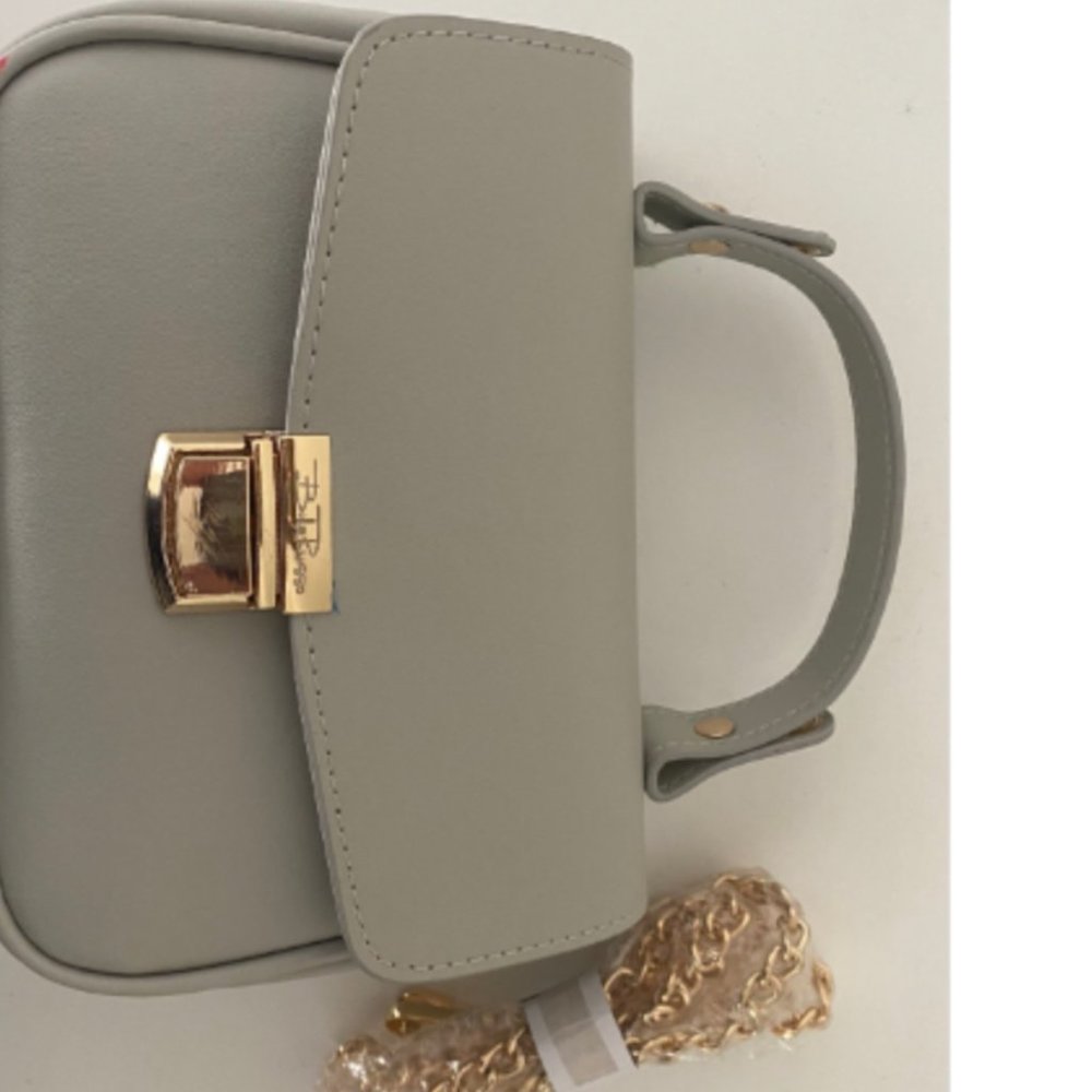 bella russo gray gold chain crossbody bag